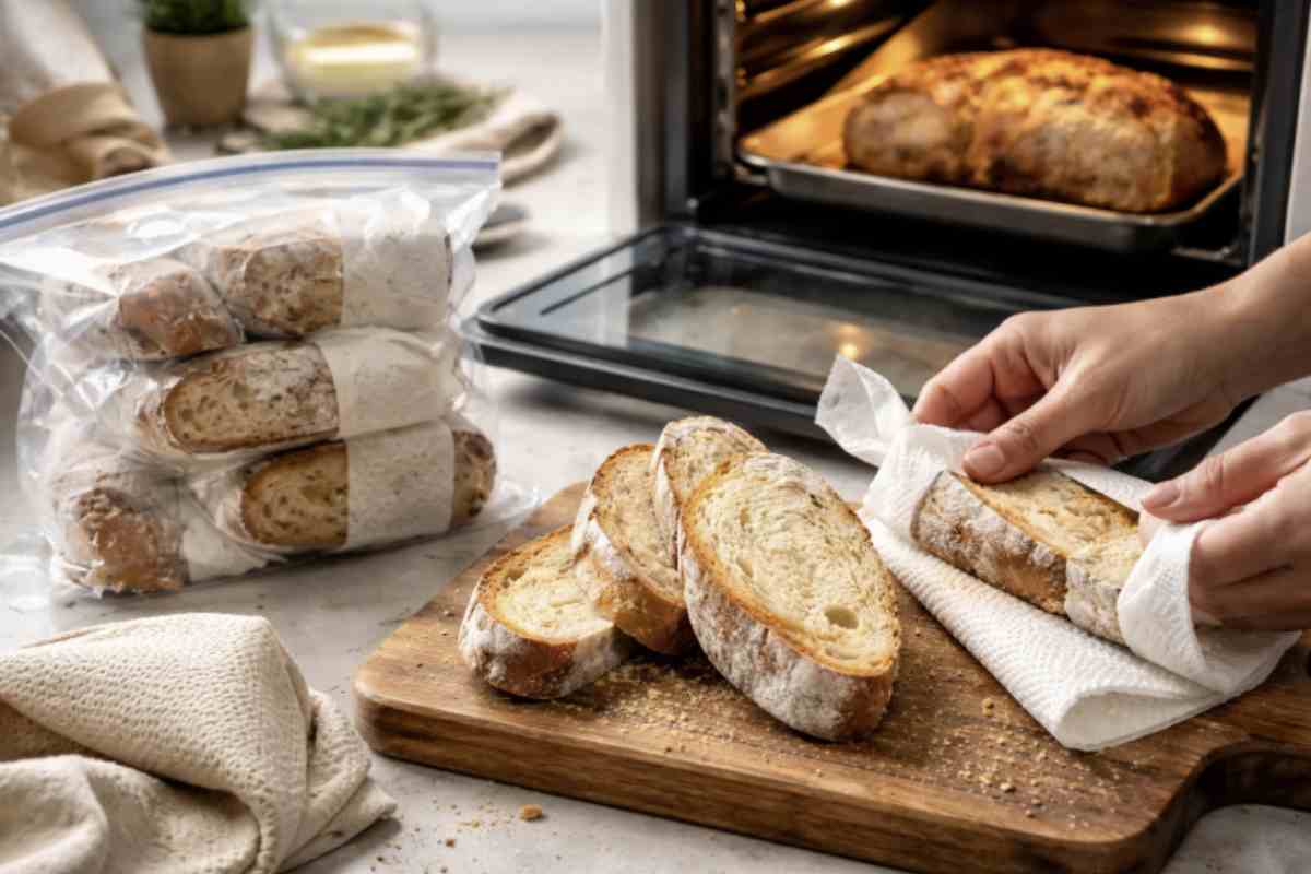 Anche il momento dello scongelamento incide sul risultato finale. Lasciare il pane a temperatura ambiente, con gradualità,